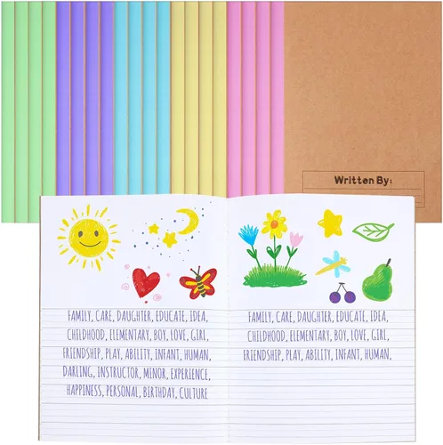 Vista 10 de Henoyso Paquete de 5 cuadernos de composición primaria, 9-3/4 x 7-1/2 pulgadas, diario primario para niños, cuaderno de escritura K-2 para niños