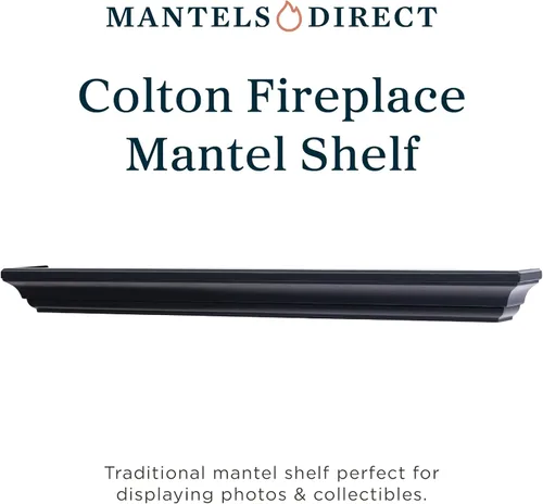 Vista 4 de MANTELSDIRECT Estante flotante de madera para chimenea de 60 pulgadas en color negro - Colton de Mantels Direct Estante de pared rústico de madera
