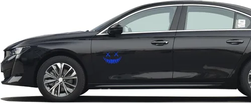 Vista 3 de Pegatina de demonio sonriente reflectante para coche, calcomanía troquelada divertida y genial para ventana de coche