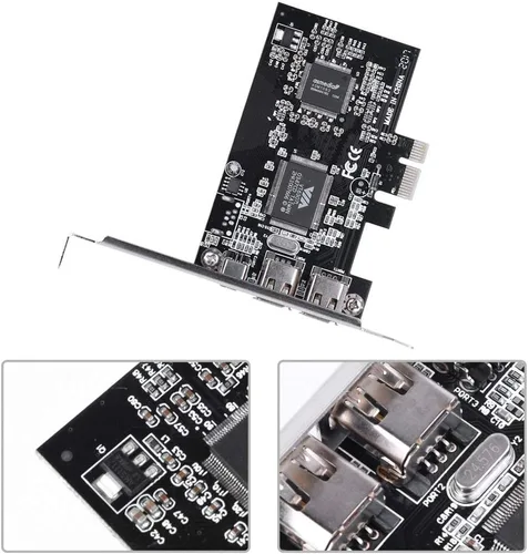Vista 3 de Tarjeta controladora PCI E PCI Express FireWire 1394a IEEE 1394 con cable Firewire 800Mbps Tarjeta de captura de imagen
