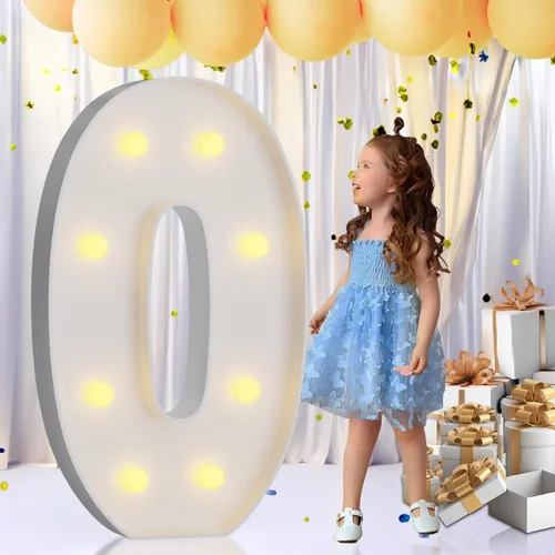 Vista 85 de IMPRSV Letras de mosaico iluminadas de marquesina, 4 pies para globos y fiestas, decoración de kit de arco