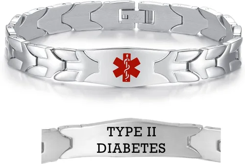 Vista 69 de LinnaLove Pulseras de alerta médica de pez volador para hombres y mujeres, pulseras médicas de acero inoxidable con grabado gratis, 8.5 pulgadas