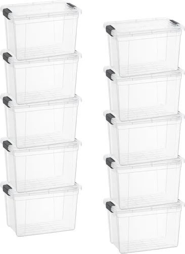 Vista 60 de Superio Mini contenedor de almacenamiento de plástico para crayón, suministros de arte y estuche de costura, organizador pequeño apilable