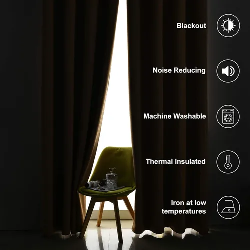 Vista 5 de Cortinas opacas para dormitorio, con aislamiento térmico y bloqueo de luz, para oscurecer la habitación, cortinas con ojales sólidos para ventana