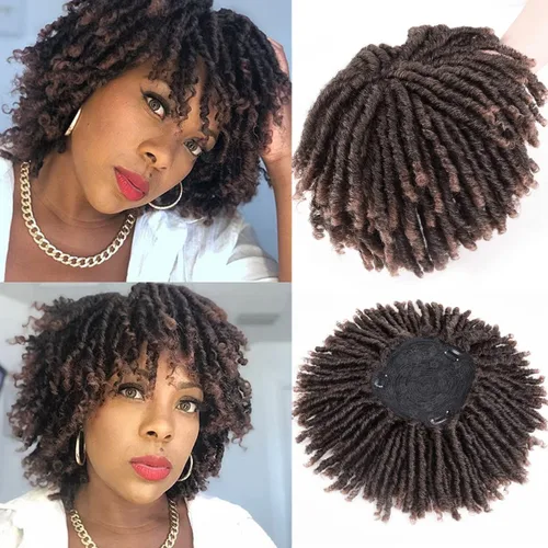 Vista 11 de Pelucas de rastas cortas de 6 pulgadas para mujeres y hombres negros con clips, pelucas sintéticas trenzadas de imitación afro trenzadas, rastas