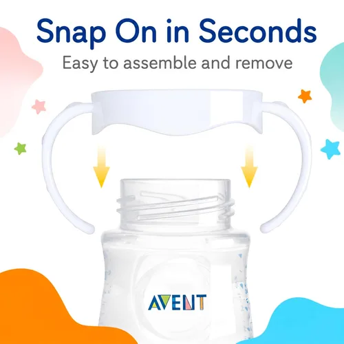 Vista 5 de CHUBBIEE Asas para biberones compatibles con botellas naturales Philips Avent, empuñaduras ergonómicas antideslizantes para botellas