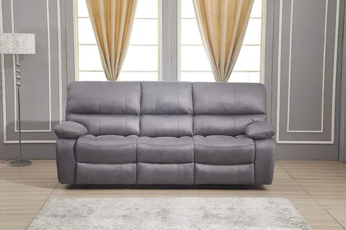 Vista 2 de Betsy Furniture 8007 - Juego de sofá reclinable de microfibra para sala de estar (Gris, Sofá + Sillón reclinable)