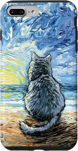 Vista 12 de Nebelung Gray Cat Starry Night Persian Russian Blue Art Case for iPhone 17