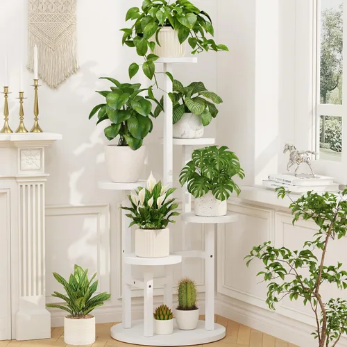 Vista 24 de LASZOLA Soporte Negro de Madera de 5 Niveles para Plantas de Interior para Macetas Más Grandes de Servicio Pesado, Estantes Verticales Resistentes