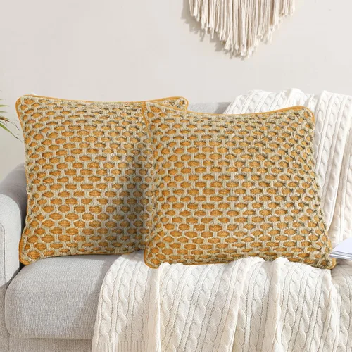 Vista 27 de Boho Living Jada - Funda decorativa para almohada, incluye acento, diseño tejido premium, decoración para sala de estar, (2) funda de almohada de 20