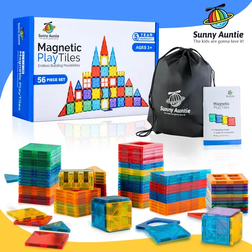 Vista 9 de Fichas Magnéticas 56 Piezas, Fichas Magnéticas para Niños y Niños Pequeños de 3 a 8 años, Juguete Magnético para Niños y Niñas de 3, 4, 5, 6, 7, 8