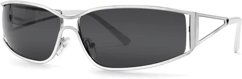 Vista 3 de Y2k - Lentes de sol para mujer, lentes Y2k de metal de moda, lentes de sol de moda de los años 2000S, accesorios estéticos Y2k para mujer