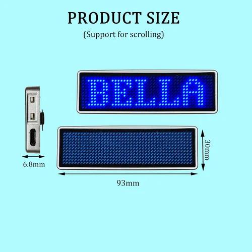 Vista 7 de Insignias de nombre LED, insignias de tarjetas de visita, pantalla de desplazamiento para restaurante, tienda, fiesta, bar, tablero de nombre LED