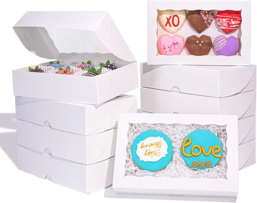 Vista 10 de Paquete de 10 Cajas Completamente Transparentes para Fresas Cubiertas de Chocolate 8x5x2 Pulgadas Cajas para Galletas Cajas para Mini Pasteles Bundt
