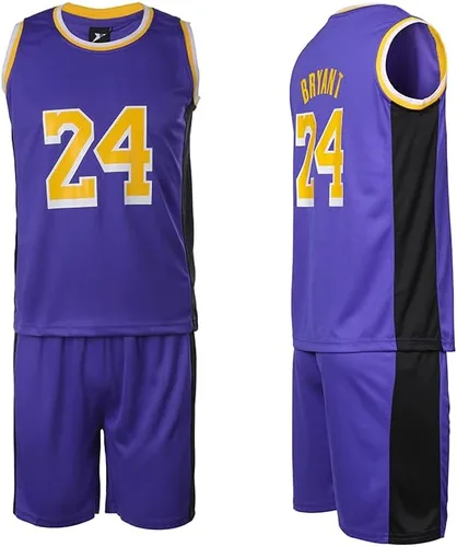 Vista 3 de #24 - Camiseta de baloncesto sin mangas y pantalones cortos deportivos con muñequeras para fanáticos, niños, jóvenes