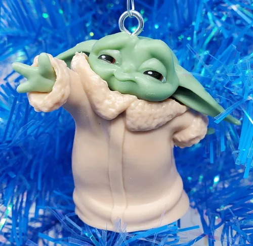 Vista 3 de Star Wars Mandalorian - Juego de adornos de 3 piezas de Baby Yoda, diseño único inastillable
