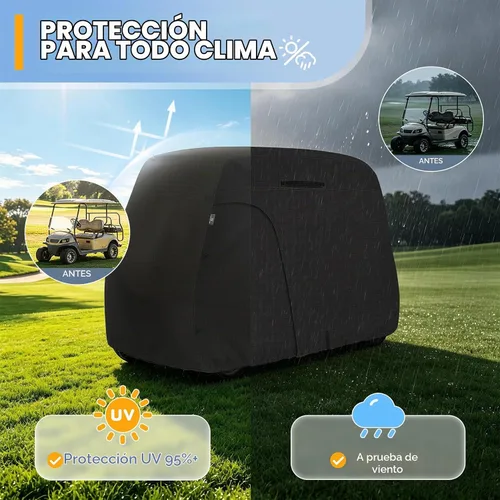 Vista 6 de Explore Land Funda impermeable para carrito de golf universal, compatible con la mayoría de marcas, para 2/4/6 pasajeros