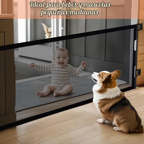 Vista 5 de Puertas retráctiles para bebés de 24 pulgadas de alto para pasar por encima, puertas cortas para perros, puerta para mascotas para cachorros