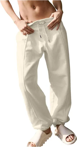 Vista 6 de Pantalones deportivos de forro polar de cintura alta para mujer, holgados, cómodos, elásticos, pantalones deportivos de entrenamiento casuales