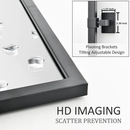 Vista 3 de Espejo rectangular de baño – 24 x 36 pulgadas, marco de metal negro, espejos de tocador biselados inclinables, moderno espejo pivote