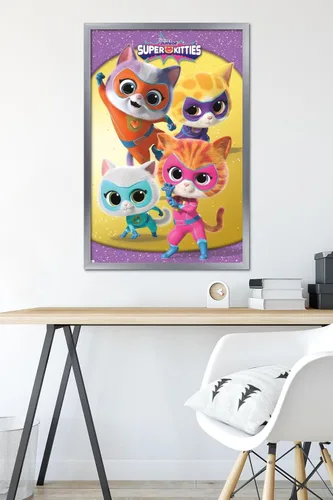 Vista 6 de Trends International Disney Junior Super Kitties - Póster de pared de grupo, 34 pulgadas de largo x 22.4 pulgadas, versión enmarcada en plata