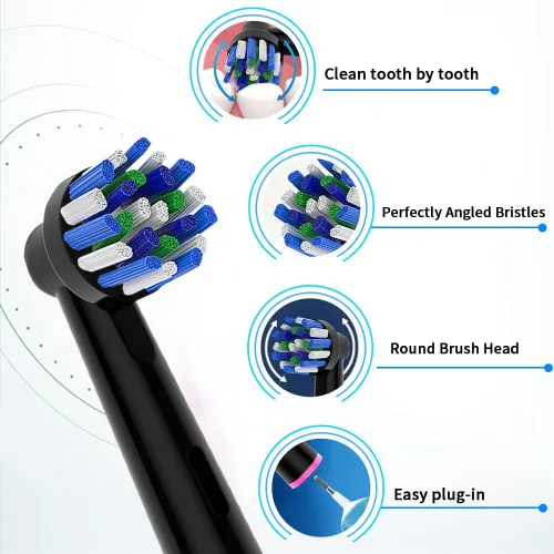 Vista 5 de 8 cabezales de repuesto compatibles con cepillo de dientes eléctrico Oral B, 4 piezas de limpieza de precisión y 4 cabezales de cepillo de limpieza