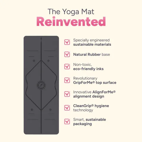 Vista 3 de Liforme Tapete Especial para Yoga – Incluye Bolsa de Yoga Gratis - Sistema de Alineación Patentado, Agarre al Estilo Guerrero, Antideslizante