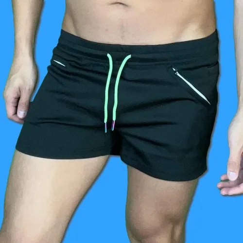 Vista 2 de PandaTak Zaddy Party - Pantalones cortos reactivos con luz UV, bolsillos con cremallera, pantalones cortos de glúteos, LGBTQ, pantalones cortos gay..