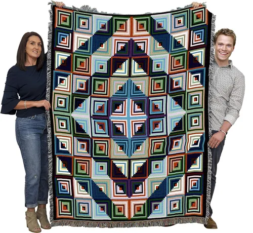 Vista 18 de Pure Country Weavers Manta de edredón – Nueve parches de flores – Patrones de regalo de jardín con hojas florales de regazo cuadrado tejido