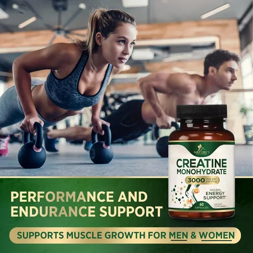 Vista 5 de Monohidrato de creatina 3000 mg por porción - Cápsulas de creatina en polvo micronizado - Apoya el músculo magro, la fuerza, la energía