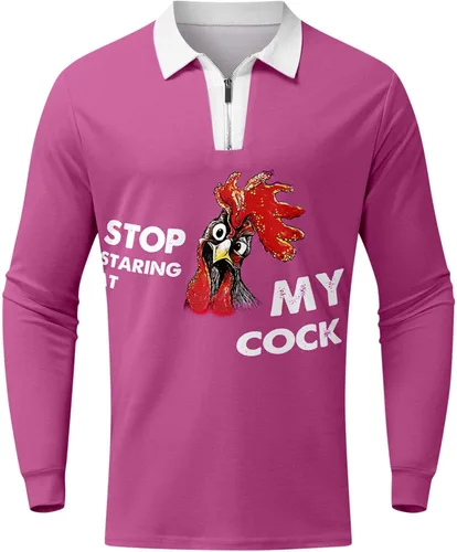 Vista 5 de WalGRHFR Blusa de manga larga con estampado de pollos y cremallera para hombre