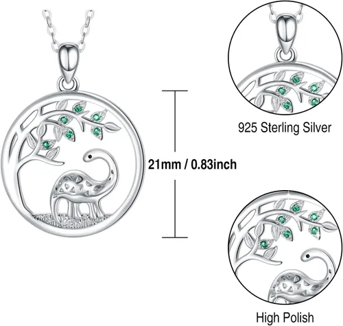 Vista 7 de JUSTKIDSTOY Collar con colgante de árbol de la vida, diseño de mariquitaunicorniolama, plata de ley 925, joyería de animales lindos regalos