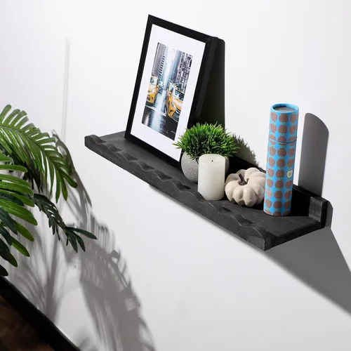 Vista 2 de Suzile Juego de 2 estantes ondulados flotantes de pared para habitación, baño, dormitorio, decoración bonita y almacenamiento de libros, juguetes