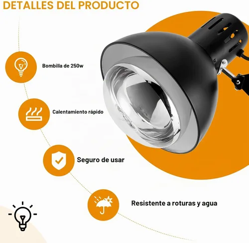 Vista 2 de Lámpara de calor de alimentos con bombilla de 250 w para alimentos hogar cocina calefacción lámpara calentador