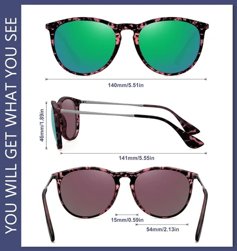 Vista 6 de WOWSUN Lentes de sol retro para mujer, lentes clásicos redondos de moda 2024