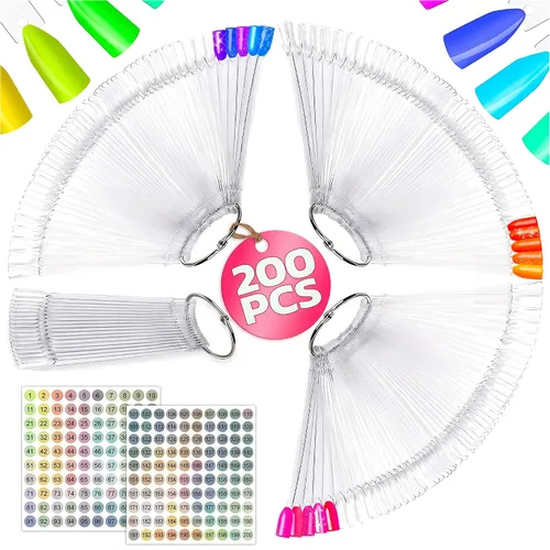 Vista 11 de 100 barras de muestra de uñas para esmalte de gel, acrílico, 2 anillos de metal 100 barras de esmalte de uñas acrílico transparente