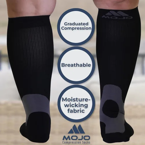 Vista 4 de Mojo A601R - Calcetines de compresión médica para mujeres y hombres, 20-30 mmHg, hasta la rodilla para dolor y circulación de venas, A601R