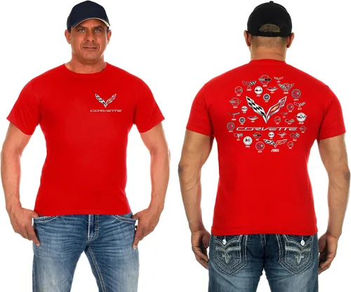 Vista 9 de JH DESIGN GROUP Camiseta Corvette para hombre C7 C6 C5 C4 C3 C2 C1 Collage Camisa negra Negro