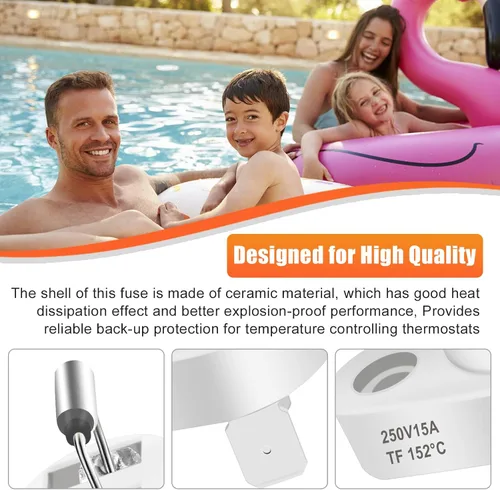 Vista 6 de Kit de fusible térmico para calentador de piscina, 305.6 °F compatible con 005899F Raypak Zodiac R0012200 206A, 266A, 336A, 406A calentador digital