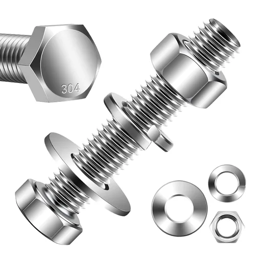 Vista 14 de Mellewell Pernos de cabeza hexagonal de 1/2-13 x 1-1/2 pulgadas con tuercas hexagonales y arandelas planas gruesas y de seguridad, totalmente