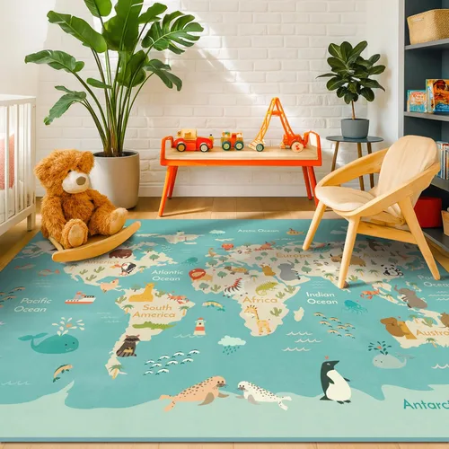 Vista 17 de Alfombra preescolar del alfabeto de 3 x 5 para niños pequeños, alfombra de juego ABC suave para el aprendizaje del bebé, alfombra educativa