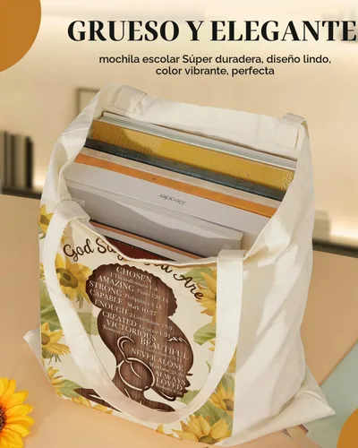 Vista 6 de AUSVKAI Bolsa Tote de Lona para Mujer, Estética Bonita Comestibles Comestibles Reutilizable de Algodón Bolsa de Regalo para Compras Playa Regalos