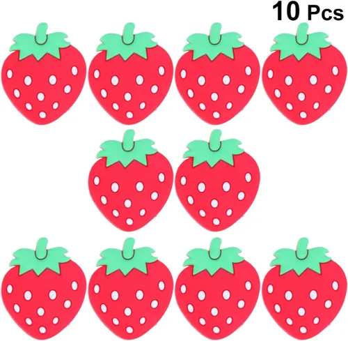 Vista 5 de SEWACC 10 unids fresa refrigerador imán etiqueta vegetal fruta pizarra blanca etiqueta de frutas imanes de nevera para decoración de oficina en casa
