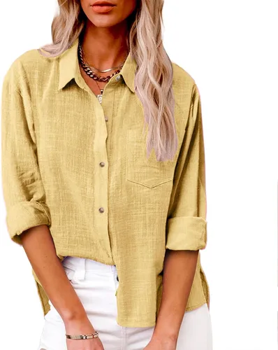 Vista 113 de SMIDOW Camisa de algodón y lino con botones para mujer