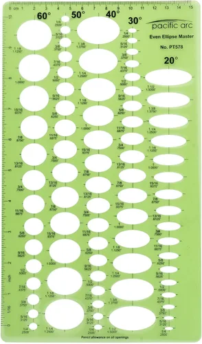 Vista 37 de Guía de plantilla de círculos Pacific Arc, 40 círculos perfectos desde 1/32 hasta 1 5/8 pulgadas con graduaciones en pulgadas y métricas