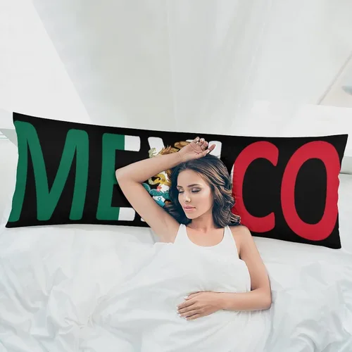 Vista 5 de Funda de almohada larga con diseño de bandera mexicana, 20 x 54 pulgadas