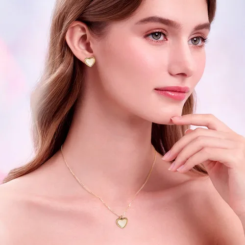Vista 2 de Temoto Valentines Day Girlfriend Gifts Necklace - Gold Carnelian Crystal Heart Necklace for Women Teen Girls Love Gifts for Her