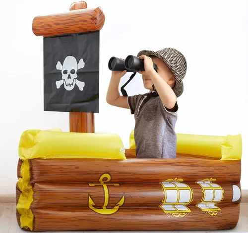 Vista 5 de Cunhill Enfriador hinchable de barco pirata de Halloween, enfriador hinchable para decoración de fiesta de cumpleaños Gasparilla, suministros