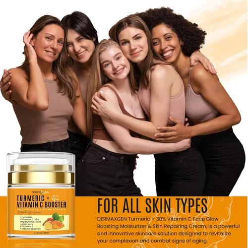 Vista 7 de Crema Facial de Cúrcuma con 30% de Vitamina C – Potenciador de Brillo, Hidratante Antienvejecimiento y Reparador de la Piel para Manchas Oscuras