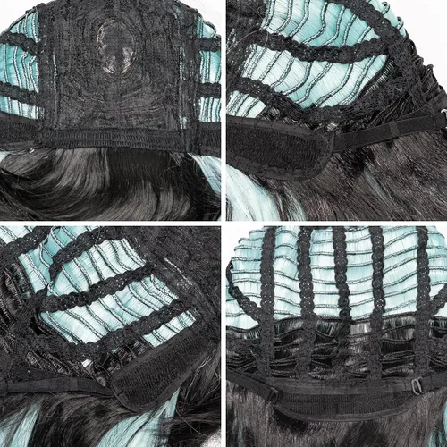 Vista 6 de Tokitou Muichirou - Peluca de cosplay negro degradado azul para hombre, peluca azul degradado para disfraz de Halloween, peluca azul degradado
